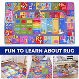 Kids Rug for Playroom Classroom, ABC Alphabet Numbers Play Toddlers Rugs, 3x5 Learning Educational Bedroom Floor Mat, Washable Baby Carpet for Boys Room, Nursery, Preschool, Daycare