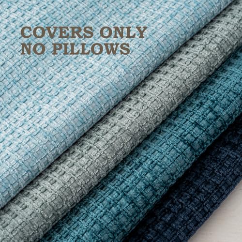 Pack of 4 Throw Pillow Covers 18x18 inch Blue Series Boho Cushion Covers Decorative Farmhouse Pillow Covers for Couch Bed Sofa Living Room Home Decor Soft Square Pillowcase