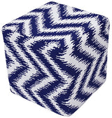 Chevron Hand Woven Pouf, 18-Inch by 18-Inch by 18-Inch, Indigo/Ivory