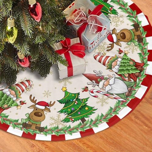 Santa Claus Gnome Christmas Tree Skirt 36" for Xmas Halloween New Year Holiday Party Home Tree Mat Decor Ornaments Decoration