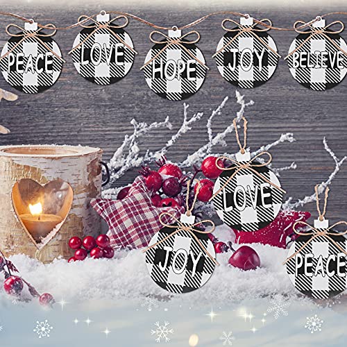 Christmas Bow Tree Topper Large Christmas Tree Topper Buffalo Decorative Bow with 24 Buffalo Wish Tree Ornament for Christmas Tree Decoration(Black and White)