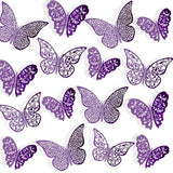 Bememo 72 Pieces 3D Butterfly Wall Decals Sticker Decal Wall Decor Art Decorative Sticker 3 Sizes for Room Offices Bedroom Bathroom Living Room Decor(Purple)