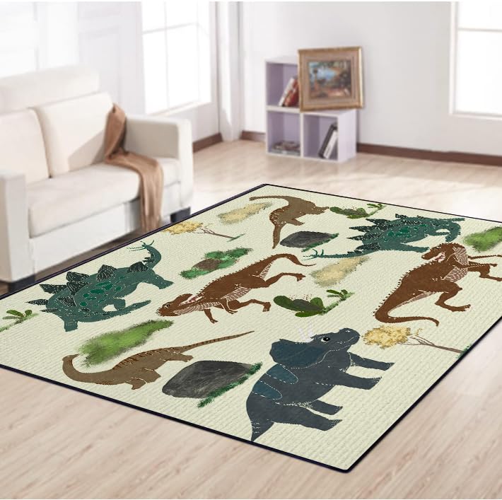 Dinosaur Carpet Rugs for Kids Bedroom Boys Girls, Washable Non Slip Dinosaur Play Mat Dino Rugs for Boys Room, Area Rugs 59 * 39inch Kids Dino Room Decor for Bedroom Playroom Kidroom Floor