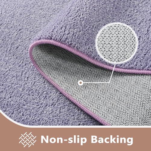 2x8 Purple/White Runner Rug Non-Slip Washable for Hallway Kitchen Bedroom