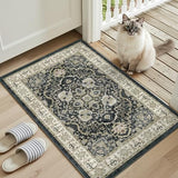 2x3 Non-Slip Washable Entryway Vintage Carpet Rug, Black