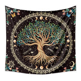 Moon Phase Tree of Life Tapestry Nature Flower Plant Butterfly Tapestries Boho Mandala Spiritual Tapestry Aesthetic Wall Hanging for Home Decor Bedroom Living Room Dorm Decor (35.44" x 47.25", Blue)
