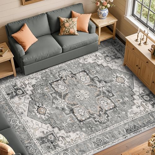 LIVELYGLOW 8x10 Washable Vintage Area Rug, Living Room Carpet