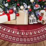Christmas Tree Skirt, Christmas Decorations,Knitting Wool Retro Small Snowflake Xmas Tree Skirt Decorations,Can be Used as a Shawl.(48 Inch,Red)…