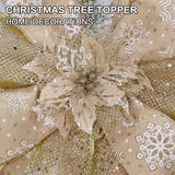 Christmas Tree Topper, Bow Large Christmas Bow Tree Topper, for Xmas Ornament Holiday Home Wedding Thanksgiving Indoor/Outdoor Decoration (Gold)