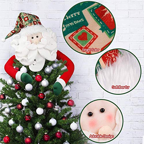 D-FantiX Santa Tree Topper, Large Christmas Tree Topper Santa Hugger Xmas Christmas Tree Decorations Party Home Decor