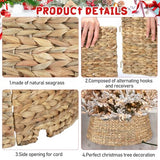 5-Piece Rattan Christmas Tree Collar - 26" Rustic Farmhouse Tree Skirt- Xmas Tree Base Cover for Christmas Decoration- Woven Holiday Tree Ring Accessory for Home, Living Room (Natural, 26 in)