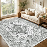 5x7 Washable Area Rug for Living Room, Light Grey