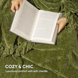 RECYCO Chenille Throw Blanket for Couch, 50"x60", Loden Green