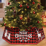 OurWarm Christmas Tree Collar Buffalo Plaid Christmas Tree Ring, Hexagon Fabric Collapsible Tree Skirt with 6 Patterns for Christmas Xmas Holiday Tree Decorations