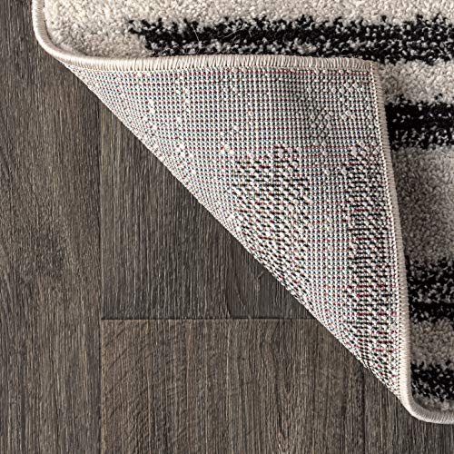 JONATHAN Y Khalil Modern Berber Stripe Cream/Black Runner Rug, 2x14, Contemporary, Bohemian, Easy-Cleaning for Living Room, Bedroom, Kitchen, Pet Friendly, Non-Shedding (MOH207A-214)
