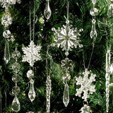 20pcs Christmas Ornaments Set for Tree Decorations- Hanging Acrylic Crystal Snowflake Icicle Drop Decorations for Winter Christmas Tree New Year Party Supplies
