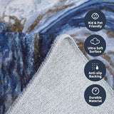 PADOOR Abstract 3'x5' Area Rug, Washable Non-Slip Low Pile, Marble Blue