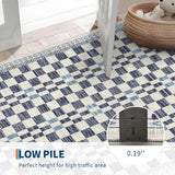 GarveeHome 3x5 Small Rug for Bedroom Machine Washable Blue Checkered Rug