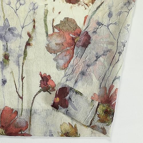 OWENIE Crushed Sheer Curtains 63 Inches Length 2 Panels Set, Sheer Floral Curtians with Printed Design, Printing Drapes on Sheers for Living Room, Rod Pocket Light Filtering Window Sheers 42" W x 63"L