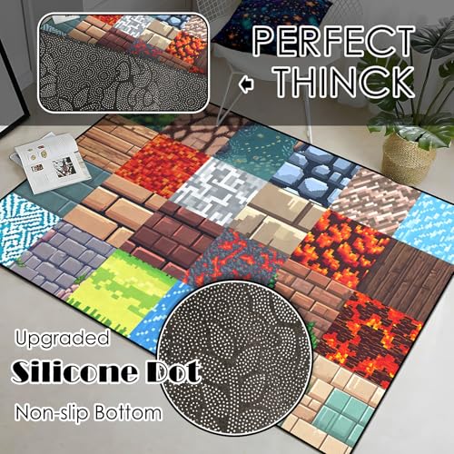 Game Room Rug - Video Game Decor for Boys Bedroom 2'5''x4' Block Theme Carpet Gaming Floor Mat Rugs for Boys Room Decor for Bedroom Living Playroom