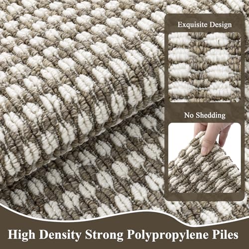 Runner Rug for Hallways 2.6'x12' Heavy-Duty Durable Entryway Floor Mat with Non Slip Rubber Backing High Traffic Carpet Machine Washable Accent Farmhouse Rugs for Kitchen, Living Room(Brown)