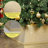 Blissun Fabric Christmas Tree Collar, Square Shiny Tree Ring, Willow Christmas Tree Skirt for Christmas Tree Decorations (Shiny Gold)
