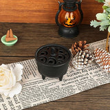 JUXYES Vintage Tripod Incense Burner Holder with Lid, Cast Iron Incense Holder Metal Cauldron Censer Antique Cone Coil Incense Burner Holder for Incense Resins, Cones, Charcoal or Wax Melts