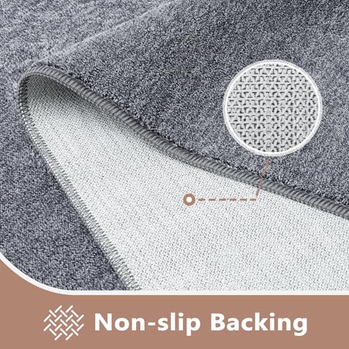 2x6 Grey Blue/White Runner Rug Non-Slip Washable for Hallway Kitchen