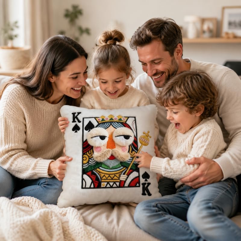 14x12inches Poker Card Throw Pillow Plush Toy,3D Embroidered Playing Card Decorative CushionPillow,Soft Stuffed Throw Pillow for Sofa Bed Home Decor & Gift,Valentines Pillow (King of Spades)