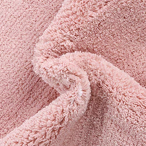 Lahome ABC Pink Round Rug for Girls Bedroom - 3ft Washable Small Classroom Rug Non Slip Alphabet Rug, Circle Nursery Rug for Kids Room, Cute Furry Plush Shaggy Crawling Play Mat for Children Toddlers