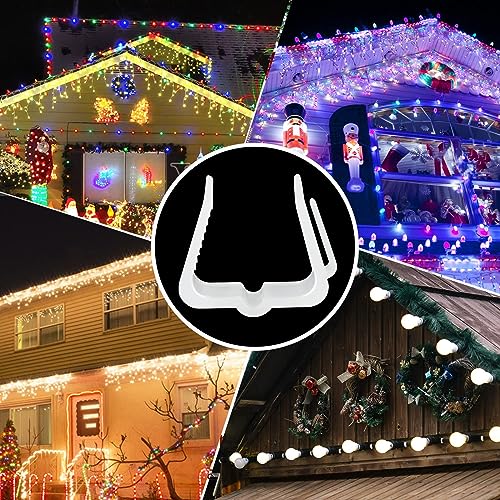 Plastic Christmas Light Hanger Clips, Fascia Board Clips, Deck Banister Light Clips, Holiday Light Clips Hangers Outside Indoor for Fascia Board in Thickness from 1''-1 5/8" (50PCS)