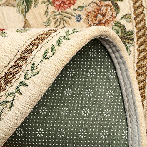 UKELER Luxury Soft Rustic Floral Round Area Rugs for Dinning Room Living Room Bedroom, Washable Elegant Non Slip Accent Round Kids Play Mat for Kids Room, 6.6'x6.6', 3