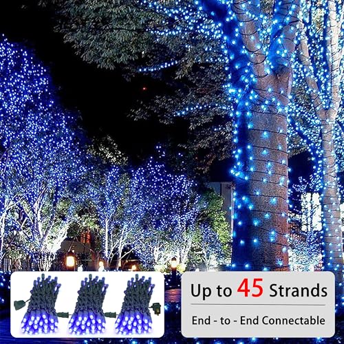 25ft 50 Counts Blue LED Christmas Lights - Commercial Grade Christmas Lights Outdoor Waterproof,LED Lights 5mm Wide Angle Green Wire, Xmas Tree Lights, IP65, UL
