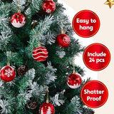 Joiedomi 24 Pcs 2.3” Red & White Christmas Ball Ornaments, Shatterproof Plastic Christmas Tree Ornaments, Hanging Decor for Wreath Garland Party Weddings Holidays