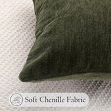 JoraLion Chenille Lumbar Pillow Covers 14x36 inch, Moss Green Spring Decorative Pillow Covers, Farmhouse Solid Dyed Soft Chenille Cushion Case for Couch Sofa Bed Living Room, Pack of 1(Cover ONLY)
