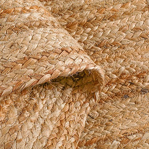 Hausattire Hand Woven Jute Braided Rug, 2'x3' – Natural, Reversible Boho Entry Area Rugs for Kitchen, Living Room I Farmhouse Indoor Outdoor Decorative Floor Rug, 24x36 Inches