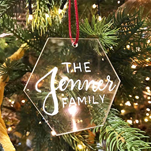 25 Pcs Clear Hexagon Acrylic Christmas Ornaments 2025- Acrylic Hexagon Blanks with Hole, Perfect for Making Christmas Tree Decoration, Gifts, Name Tags, DIY Projects and Crafts