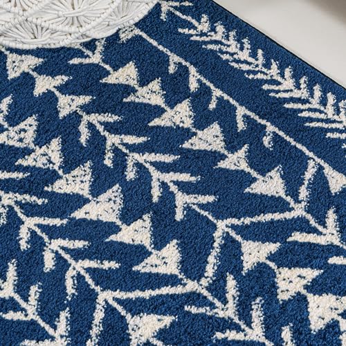 JONATHAN Y Ziri Moroccan Geometric Navy/Cream Indoor Area Rug, 3x5, Bohemian, Scandinavian, Easy-Cleaning for Living Room, Bedroom, Kitchen, Pet Friendly, Non-Shedding (MOH210D-3)