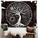 Wonrizon Tree of Life Tapestry,Black and White Galaxy Space Tapestries Aesthetic Psychedelic Wall Hanging decor for Living Room Bedroom (51.2" x 59.1")
