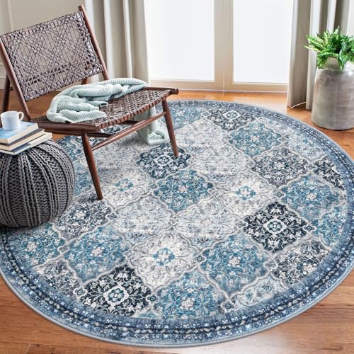 Washable 6ft Circle Round Rug, 6x6 Non-Slip Soft Circular Area Rug