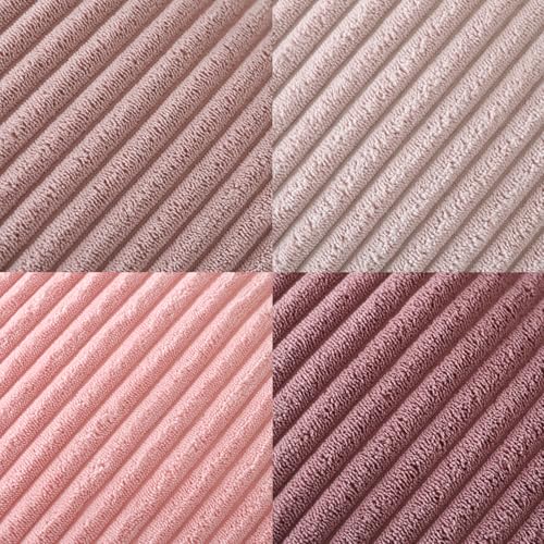 Volcanics Set of 4 Pink Corduroy Couch Throw Pillow Covers 18x18 in