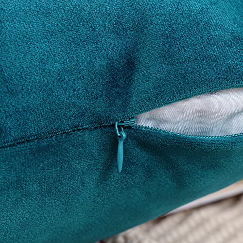 MIULEE Pack of 2 Velvet Decorative Pillow Covers Teal Bundle Set of 2 Pillow Inserts 18x18
