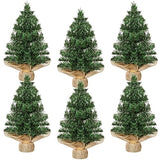 Yinder Tabletop 6 Pcs Mini Christmas Tree 11.81 Inch Artificial Mini Xmas Miniature Pine Christmas Tree with Linen Base for Xmas Holiday Decorations Indoor Home Kitchen Dining Table