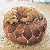 Ottoman Footstool Pouf Ottoman,Moroccan Footstool Unstuffed Leather Comfort Cushion Cover Round Bean Bag Chair Large Footrest Boho Decor-e 50x40cm(20x16inch)(A 50x40cm(20x16inch)