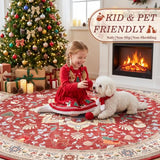 nesrt Round 6Ft Boho Christmas Area Rugs for Living Room Non Slip Washable