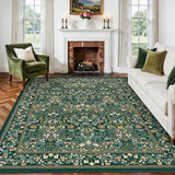 AMADA HOMEFURNISHING 8x10 Washable Area Rugs for Living Room, Non-Slip & Low-Profile Floral Large Area Rug with Durable Edge Binding, Soft Rugs for Living Room, Bedroom, Dining Room