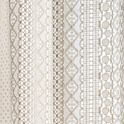 Sutuo Home Beige Boho Lace Sheer Curtains 84 inches Long,Crochet Macrame Semi-Sheer Bohemian Drape with Tassels, Cream Farmhouse Window Curtains for Living Room & Bedroom, 1 Panel 59" W,Rod Pocket