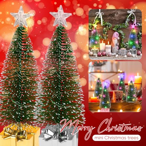 Mini Christmas Tree with Lights, 4 Pack Tabletop Christmas Tree with Lights for Christmas Decorations Indoor Xmas Holiday Party, Christmas Centerpieces for Tables New Year Decoration