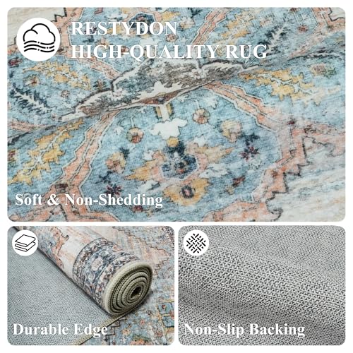 Washable Runner Rug 2x6 - Hallway Runner Rug Kitchen Rugs and Mats Non Skid Washable Waterproof Carpet Runner for Living Room Bedroom Bathroom (Blue, 2X6)