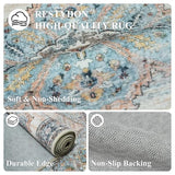 Washable Runner Rug 2x6 - Hallway Runner Rug Kitchen Rugs and Mats Non Skid Washable Waterproof Carpet Runner for Living Room Bedroom Bathroom (Blue, 2X6)